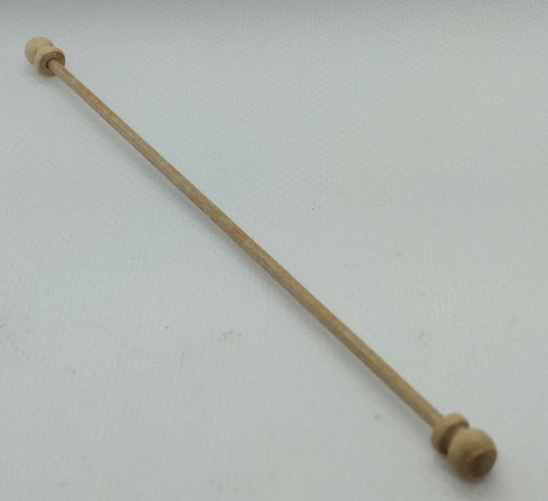 one miniature curtain pole in pine on a white background