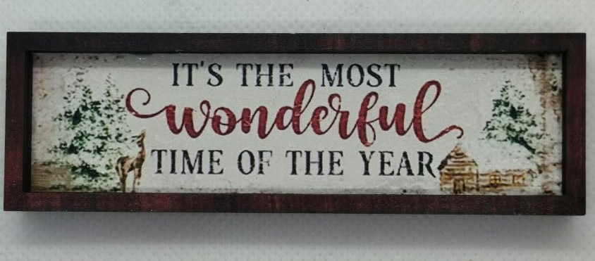 miniature long christmas decor sign on a white background 